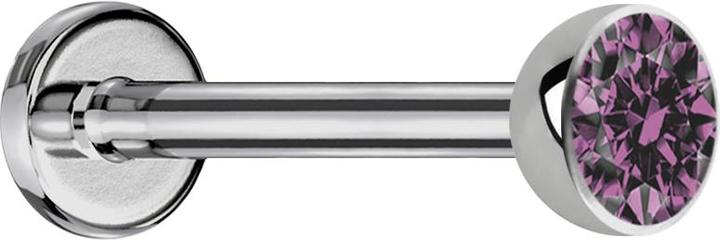 Image du produit Star Piercing Micro Labret argenté avec cristal demi-sphère violet clair (Titane G23, sans laiton)