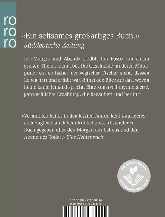 Actual product image Morgen und Abend (German, Jon Fosse, 2003)