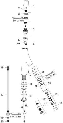 Actual product image hansgrohe AXOR Starck Organic 2-handle washbasin mixer 240, without drawbar, for wash basins
