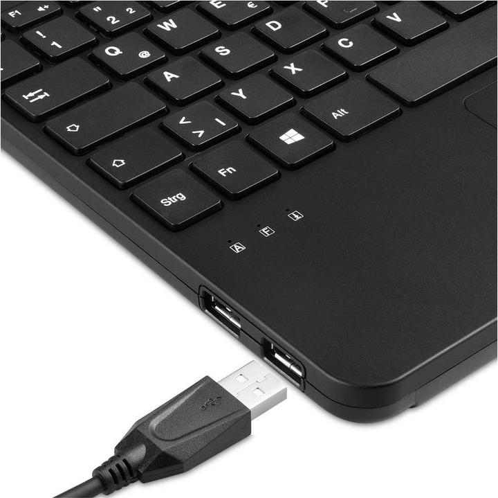 Actual product image Perixx PERIBOARD-526 H EN, Wired mini USB keyboard with trackball - scissor keys - 2 USB ports (DE, Cable)