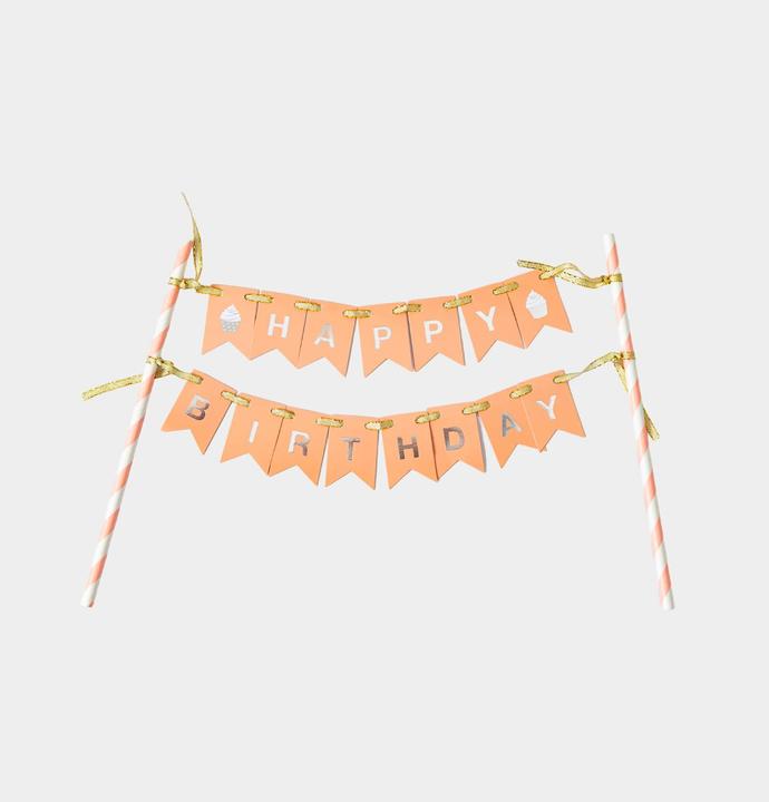 Image du produit I Am Creative Topper pour gâteau Birthday, saumon/argent, 1 pièce