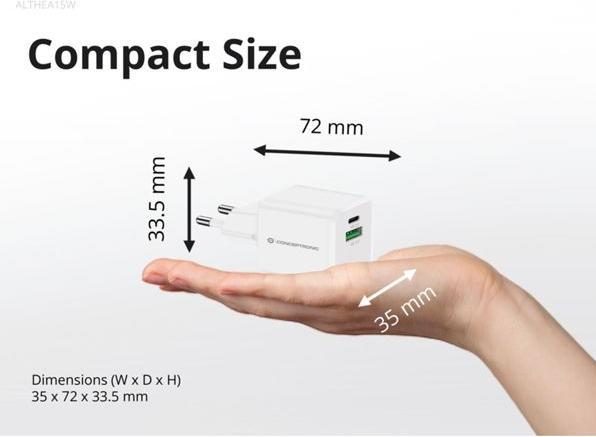 Actual product image Conceptronic Charger 2Port 20W,1xUSB-C,1xUSB-A Desk PD ws (20 W)