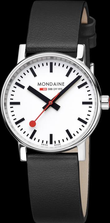 Produktbild Mondaine MSE.35110.LB Evo II Dames Horloge - Stationsklok - Saffierglas - Roestvrijstaal/Leer - Wit/Zilver/Zw (Swiss Made, 35 mm)
