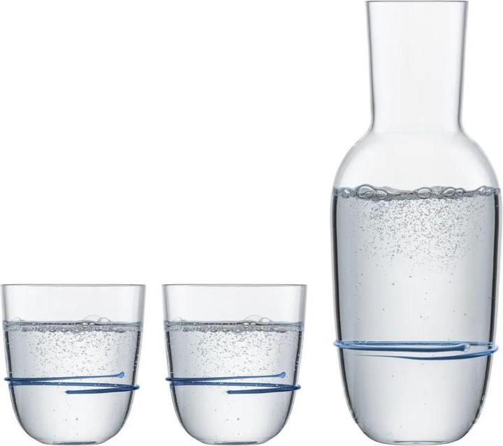 Actual product image Zwiesel 1382 CARAFE 0.75 + 2 TUMBLERS 42 AURA BLUE (0.52 l)