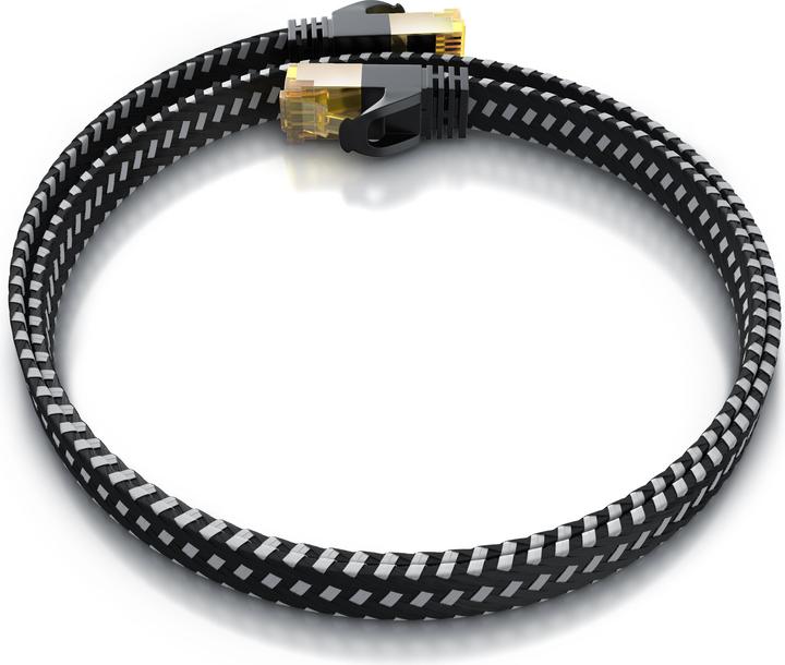 Produktbild Primewire CAT 7 Netzwerkkabel Flach Baumwollmantel - LAN Patchkabel Datenkabel - Flachbandkabel - Verlegekabel (U/FTP, CAT7, 0.50 m)