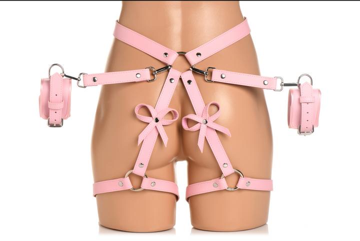 Actual product image XR Brands Bondage Harness w/ Bows XL/2XL - Pink