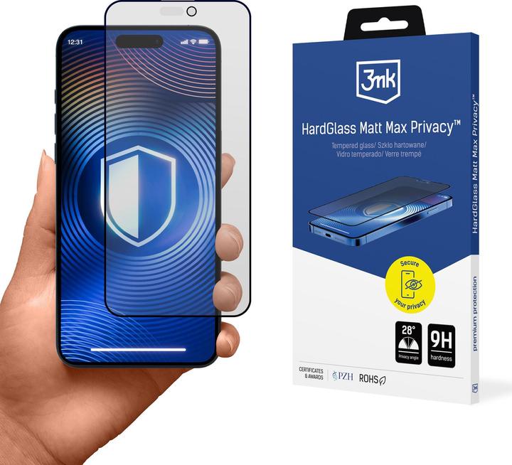 3MK HardGlass Matt Max Privacy iPhone 15 Plus/16 Plus (Apple iPhone 15 Plus)