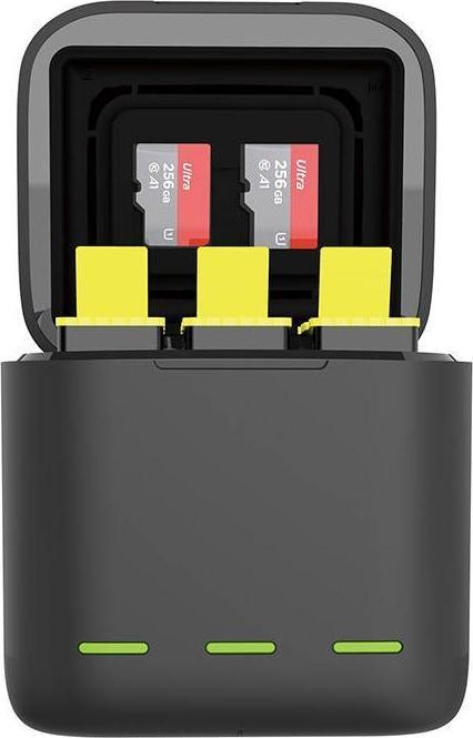 Actual product image Telesin Three-channel box charger + 3 batteries (Hero 10, Hero 9)