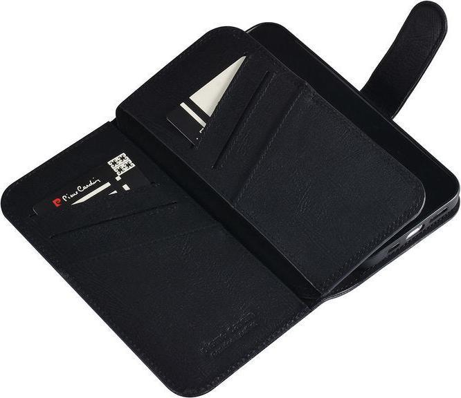Actual product image Pierre Cardin Case iPhone 13 - Genuine leather book case black & 9 card slots No.183 (Apple iPhone 13)