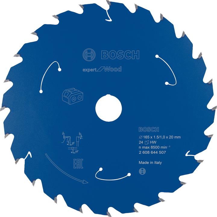 Produktbild Bosch Professional Zubehör Akku-Kreissägeblatt Expert for Wood, 165 x 1,5/1 x 20, 24 Zähne