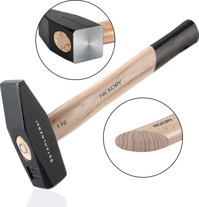 Actual product image Stahlwerk Hammer Locksmith's hammer 1,000 g robust steel head, hickory handle (1000 g)