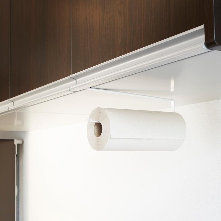 Actual product image Yamazaki TOWER under-shelf kitchen roll holder