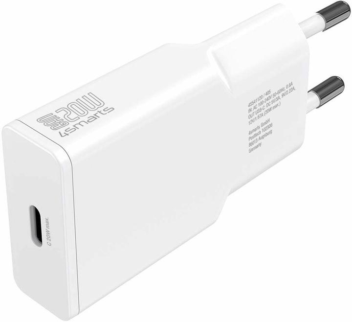 Produktbild 4smarts Netzladegerät PDPlug Slim 20W GaN 1C und USB-C Kabel 1,5m weiss (20 W)