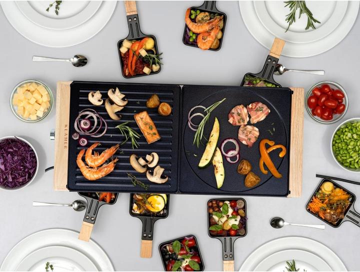 Produktbild KLAMER Raclette 8 Personen 1500W Raclette Grill mit Holzgestell