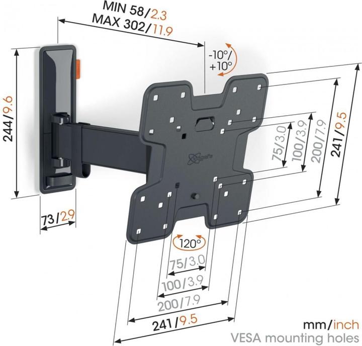Actual product image Vogels MUURBEUGEL COMFORT TVM3225 (Wall, 43", 15 kg)