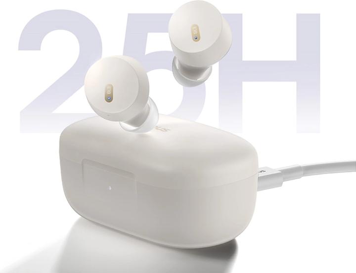 Actual product image Baseus Bowie E18 wireless TWS ENC IPX4 headphones - white (ANC, 25 h, Wireless)