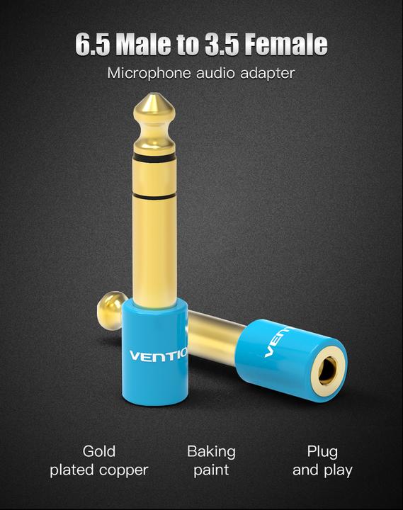 Image du produit Vention Adaptateur audio VAB-S01-L, Jack 3.5mm vers Jack 6.5mm (Adaptateur angulaire)
