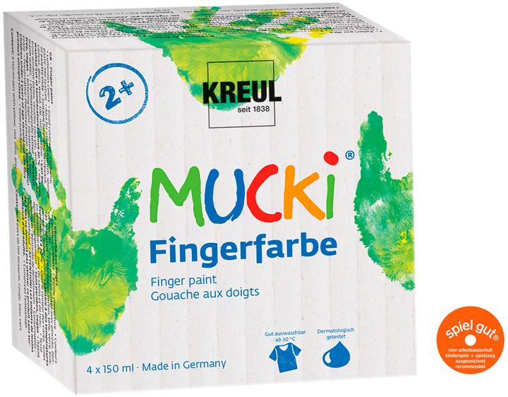 Kreul Peinture au doigt (Jaune, Rouge, Bleu, Vert, 600 ml)