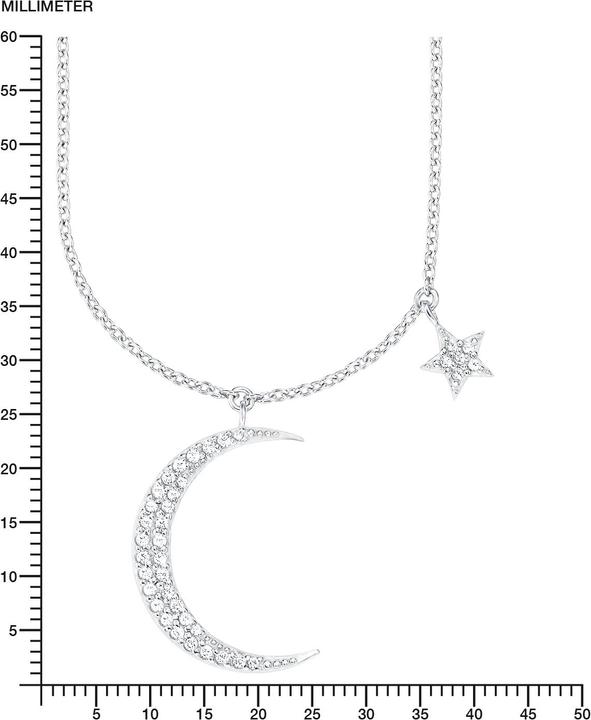 Actual product image Amor Moon & Star (Silver, Zirconia, 45 cm)