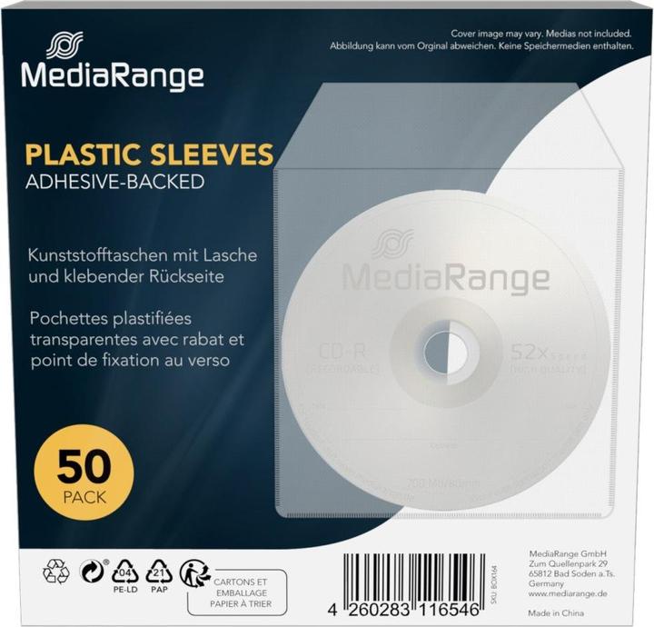 Immagine prodotto MediaRange Sacchetto di plastica 1 disco con retro adesivo a linguetta. 50pc