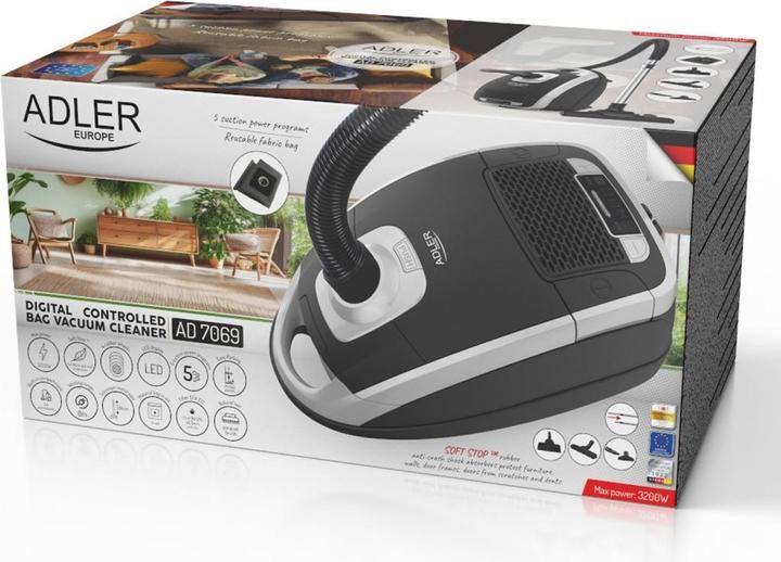 Produktbild Adler Vacuum cleaner Vacuum Cleaner | AD 7069 | Bagged | Power 3200 W | Dust capacity 3.5 L | Black