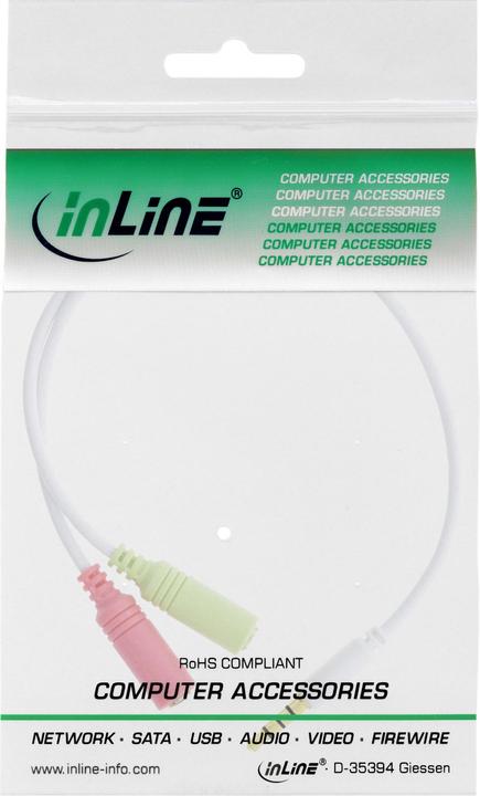 Produktbild InLine Audio Headset Adapterkabel (0.15 m, 3.5mm Klinke (AUX))