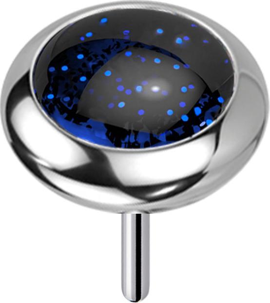 Star Piercing Threadless silber Scheibe abgerundet blauer Sand Stein (Mineralisch, ohne Messing, Titan G23)