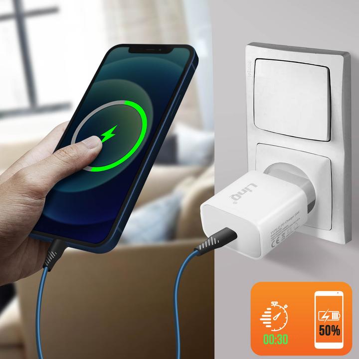 Produktbild LinQ USB-C Power Delivery 20W Schnellladegerät, Wand-Ladegerät, - Weiss (20 W)
