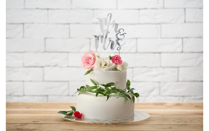 Produktbild Partydeco Kuchen-Topper Mr & Mrs 25.5 cm, 1 Stück, Silber