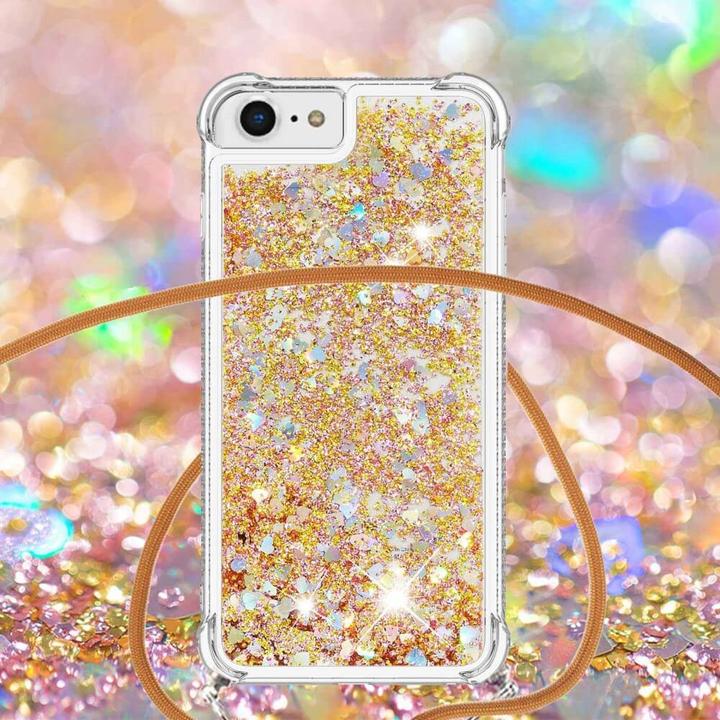 Actual product image Cover-Discount iPhone SE / 8 / 7 - glitter case with lanyard gold (Apple iPhone 8, Apple iPhone 7)