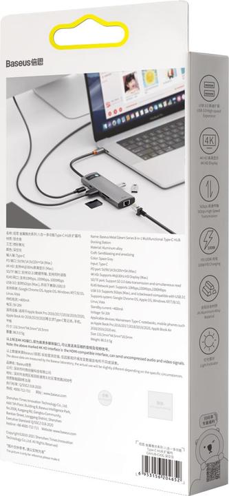 Image du produit Baseus Série Gelam en métal (USB-C, 8 Ports)