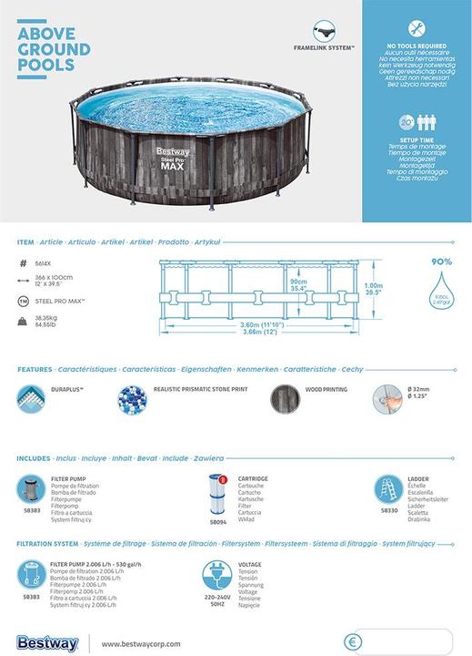 Image du produit Bestway Steel Pro Max (Ø 366 x 100 cm)