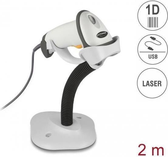 Immagine prodotto Delock Lettore di codici a barre USB 1D con cavo di collegamento e supporto (Codici a barre 1D)