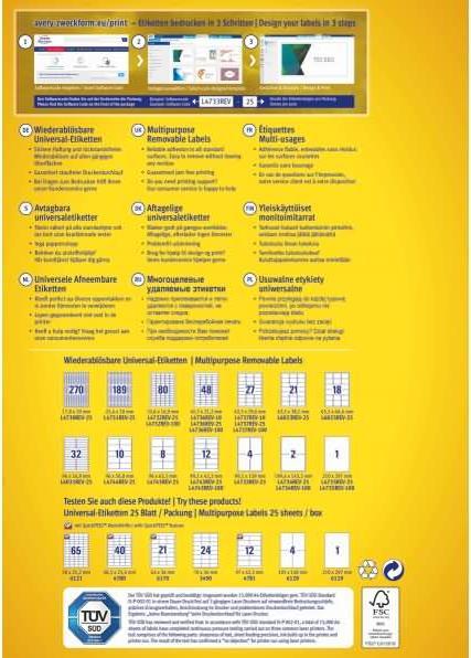 Produktbild Avery Etiketten, ablösbar, Home Office, Kleinpackung