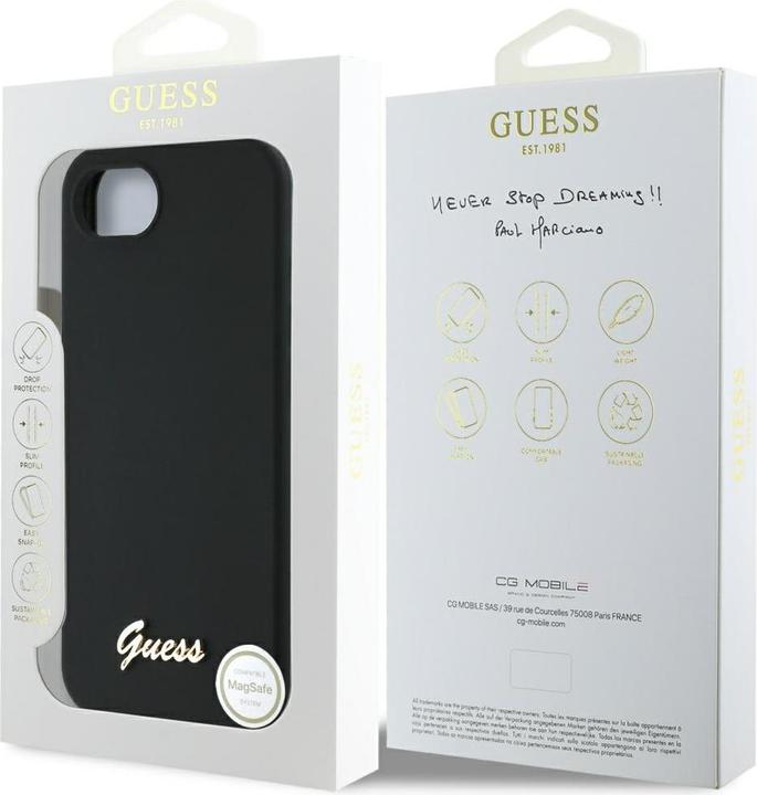 Actual product image Guess - Silicone Script Metal Logo (GUHMPSE4SMBSLK) - iPhone 16e - Black (Apple iPhone 16e)