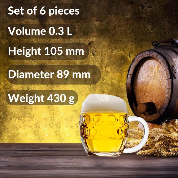 Actual product image Ich-zapfe Bierglas, Bierkrug 6er Set, Tübinger - 0,3 Liter (0.30 l, 1 x)