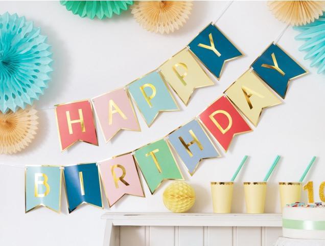 Immagine prodotto Partydeco Catena di lettere Buon compleanno colorato