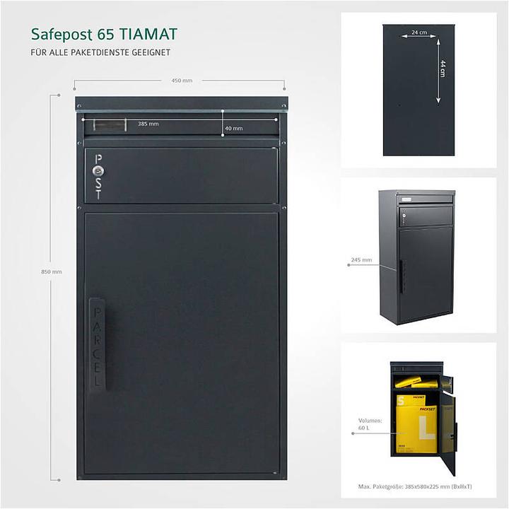 Produktbild SafePost 65 TIAMAT Paketkasten anth. + 8 Schlüssel