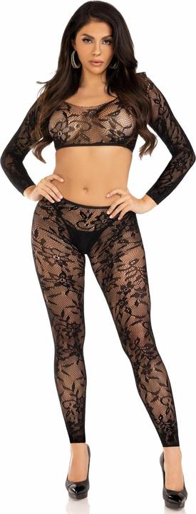 Produktbild Leg Avenue Set Aus Kurzem Oberteil Und Strumpfhose (One Size)