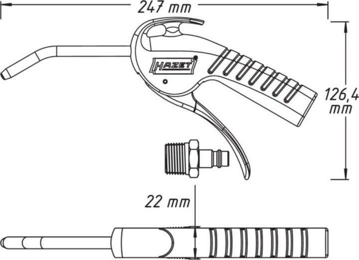 Actual product image HAZET Air blow gun ∙ 100 mm 9040P-1