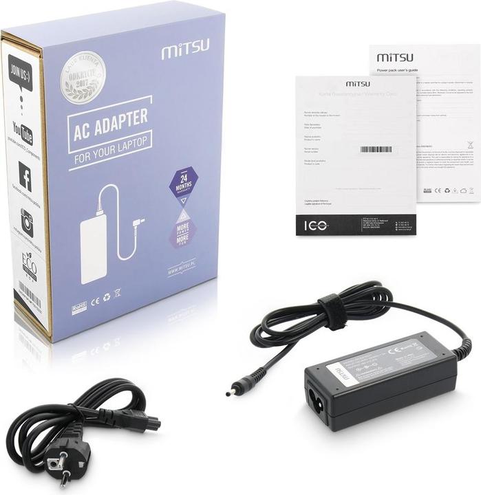 Immagine prodotto Mitsu caricabatterie per notebook 19v 2,37a 3,0x1,1 - asus acer (45 W)