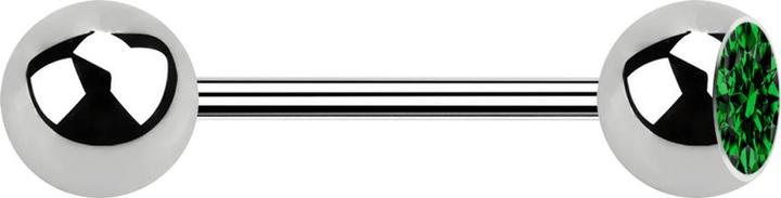 Produktbild Star Piercing Micro Barbell silber mit Kugel und Kugel Kristall grün (ohne Messing, Chirurgenstahl 316L)