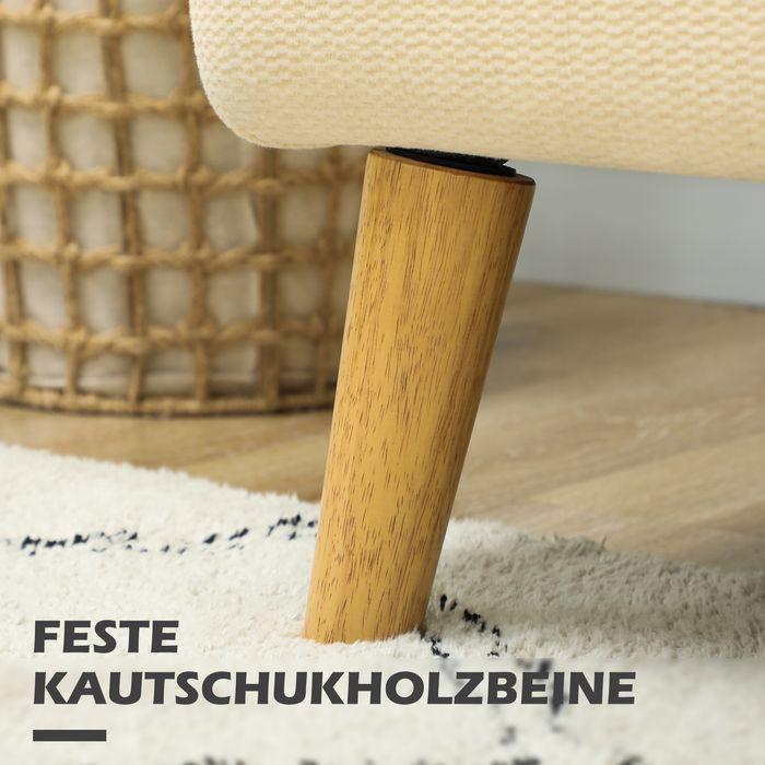 Actual product image Swisshandel24 2 Sitzer Sofa, Kleine Couch mit Samtoptik, Holzbeine für Wohnzimmer Creme (2 person sofa)