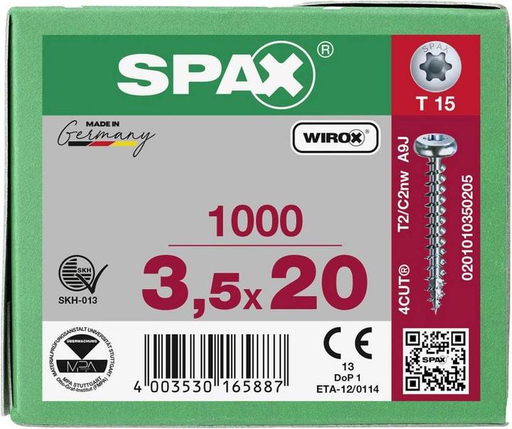 Image du produit Spax Vis à panneaux d'aggloméré PH T15 3,5x20 mm (1000 Vis par pièce)