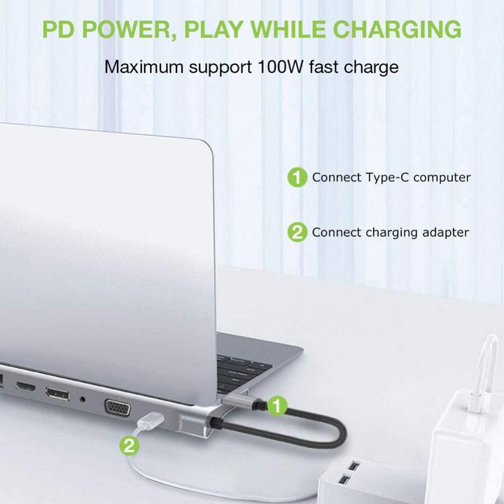 Productafbeelding Techly Docking Station USB-C-12-in-1 (USB-C, 1 Havens)