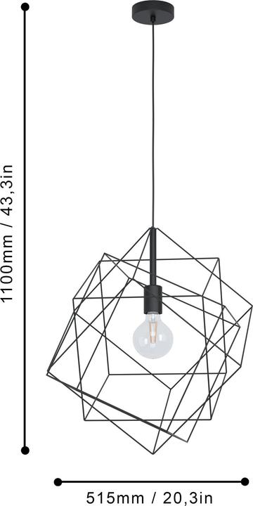 Produktbild EGLO Pendelleuchte STRAITON 1x E27, Schwarz (E27)