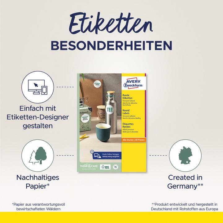 Actual product image Avery Runde Etiketten