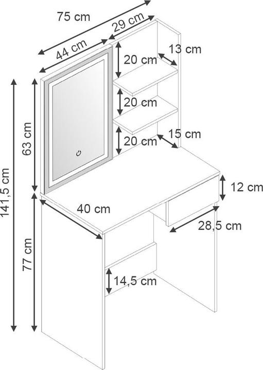 Image du produit Vicco Décors avec éclairage (75 x 40 x 141 cm)