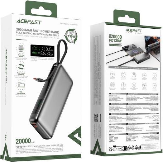 Image du produit Acefast M22 Fast Charge Laptop Powerbank 130W 20000mAh (20000 mAh, 130 W, 74 Wh)