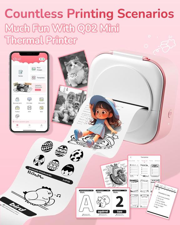 Actual product image Phomemo Q02 PNK (203 dpi)
